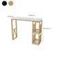 Faux Marble Top Bar Height Table Glam Style Bistro Table with 2 Shelves