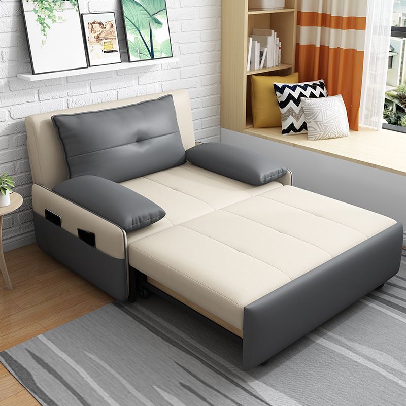 Scandinavian Sleeper Sofa Light Gray Sofa Bed  with Detachable Mattress