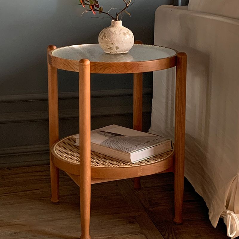 Modern Wood 4 Legs 1 Coffee Table with Shelf Round Glass Table Clearhalo 'Coffee & Accent Tables' 'Coffee Tables' 'coffee_tables' 'furn' 'furn_coffee_tables' 'Furniture' 'furniture_coffee_tables' 'Living Room Furniture' 1200x1200_07ceef0d-16e8-43df-8b42-8f01cc71c3b3