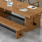Modern Pine Wood Table in Brown for Restaurant Rectangle Table with Trestle Base Clearhalo 'Dining Tables & Seating' 'Dining Tables' 'dining_table' 'furn' 'furn_dining_table' 'Furniture' 'furniture_dining_table' 'Kitchen & Dining Furniture' 'kitchen' 'kitchen_dining_table' 1200x1200_07d21b65-97bc-45c7-aa48-5306e7239604