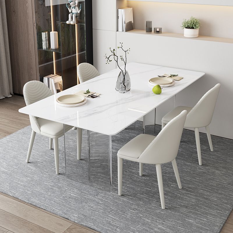 Modern Rectangle Dining Table White Sintered Stone Dining Table with Acrylic Base for Kitchen Clearhalo ' dining_table' 'Dining Tables & Seating' 'Dining Tables' 'furn' 'furn_dining_table' 'Furniture' 'furniture_dining_table' 'Kitchen & Dining Furniture' 'kitchen&dining_furn' 'kitchen' 'kitchen_dining_table' 1200x1200_07d67a11-be90-45de-8c59-d6d5cfeefc52