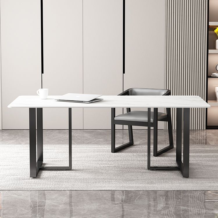 Rectangle Double Pedestal Industrial Table Fixed Table with Sintered Stone Clearhalo ' dining_table' 'Dining Tables & Seating' 'Dining Tables' 'furn' 'furn_dining_table' 'Furniture' 'furniture_dining_table' 'Kitchen & Dining Furniture' 'kitchen&dining_furn' 'kitchen' 'kitchen_dining_table' 1200x1200_07d73305-e641-47aa-a118-ed296fad9af3