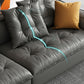 Mid Century Modern Seating with Pillows Sofa Tuxedo Arm in Gray