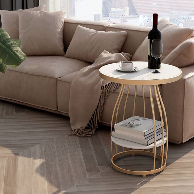 Modern Round Side End Table Frame End Table with Storage and Shelf Clearhalo 'Coffee & Accent Tables' 'End & Side Tables' 'end_side_tables' 'furn' 'furn_end_side_tables' 'Furniture' 'Living Room Furniture' 1200x1200_07dc62eb-dba1-49fa-8adc-a270326b55d0