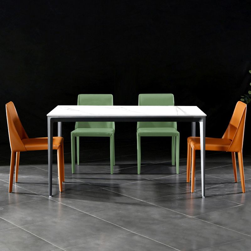 Faux Leather Contemporary Home Side Chair Matte Finish Solid Back Dining Chair