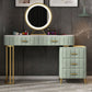 Glam Bedroom 5-Drawers Marble Metal Straight Feet Make-up Vanity