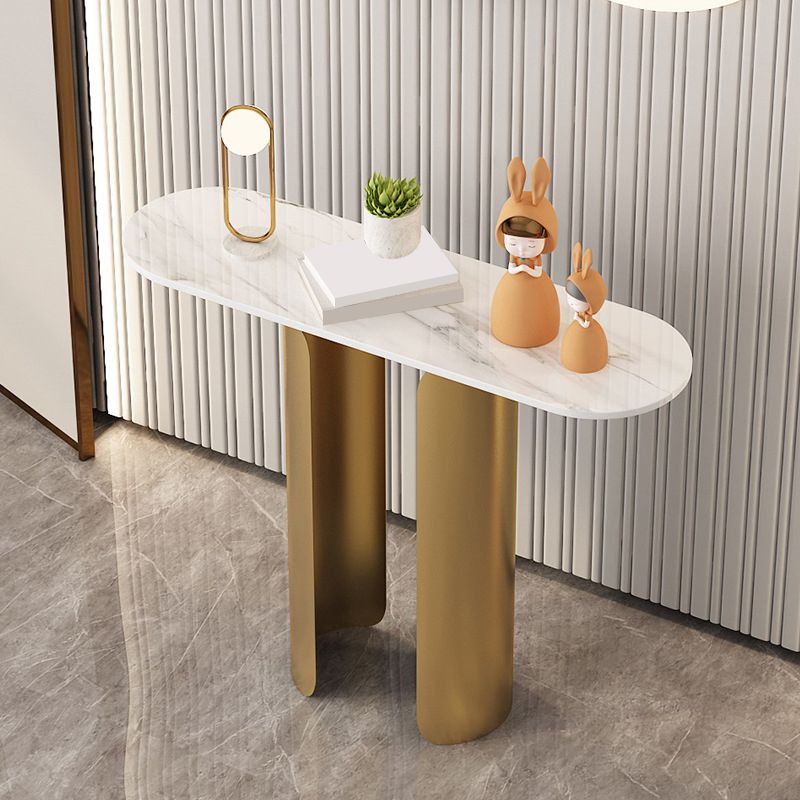 11,81 "W tavolo di accento console glam ovale di divano console di finitura antica