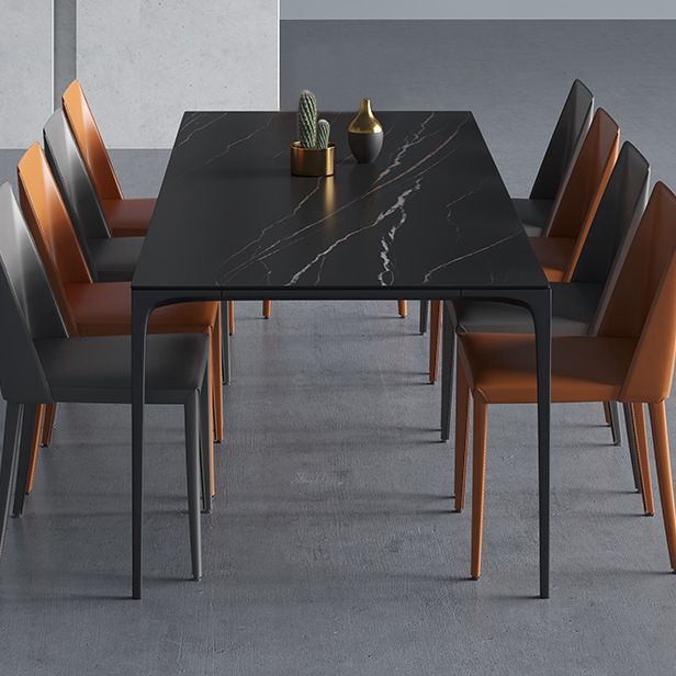 Sintered Stone Black Dining Table Modern Style 4 Legs Table for Dining Room Clearhalo ' dining_table' 'Dining Tables & Seating' 'Dining Tables' 'furn' 'furn_dining_table' 'Furniture' 'furniture_dining_table' 'Kitchen & Dining Furniture' 'kitchen&dining_furn' 'kitchen' 'kitchen_dining_table' 1200x1200_07e09803-6834-44cc-b28e-206c513ca05f