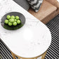 Table de bar de style Glam, table de bistro à double caisson en faux marbre avec rangement