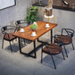 Indoor Rectangle Table with Metal Base Industrial Brown Wood Top Dining Table Clearhalo 'Dining Tables & Seating' 'Dining Tables' 'dining_table' 'furn' 'furn_dining_table' 'Furniture' 'Kitchen & Dining Furniture' 1200x1200_07e138f0-0d7b-41bd-b105-e9b3fe696b0e
