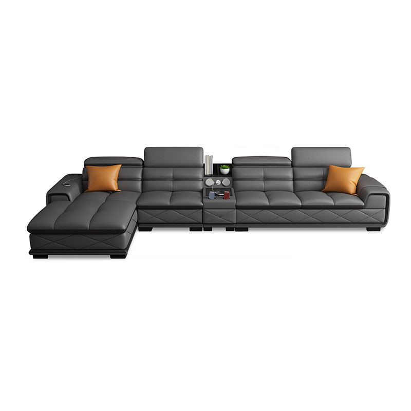 Light-grey Contemporary Sofa and Chaise L-Shape High Back Sectional Clearhalo 'furn' 'furn_sectionals' 'Furniture' 'furniture_sectionals' 'kitchen' 'kitchen_sectionals' 'Living Room Furniture' 'Sectionals' 1200x1200_07e4a1a6-d0e5-46ca-b08c-bdde391c5aa6