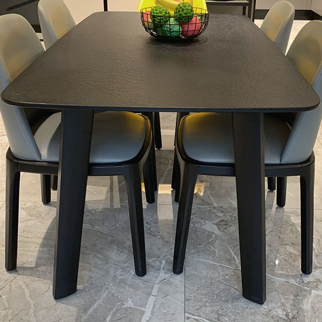 Table à manger moderne pour cuisine Table de dinette noire avec pieds en bois