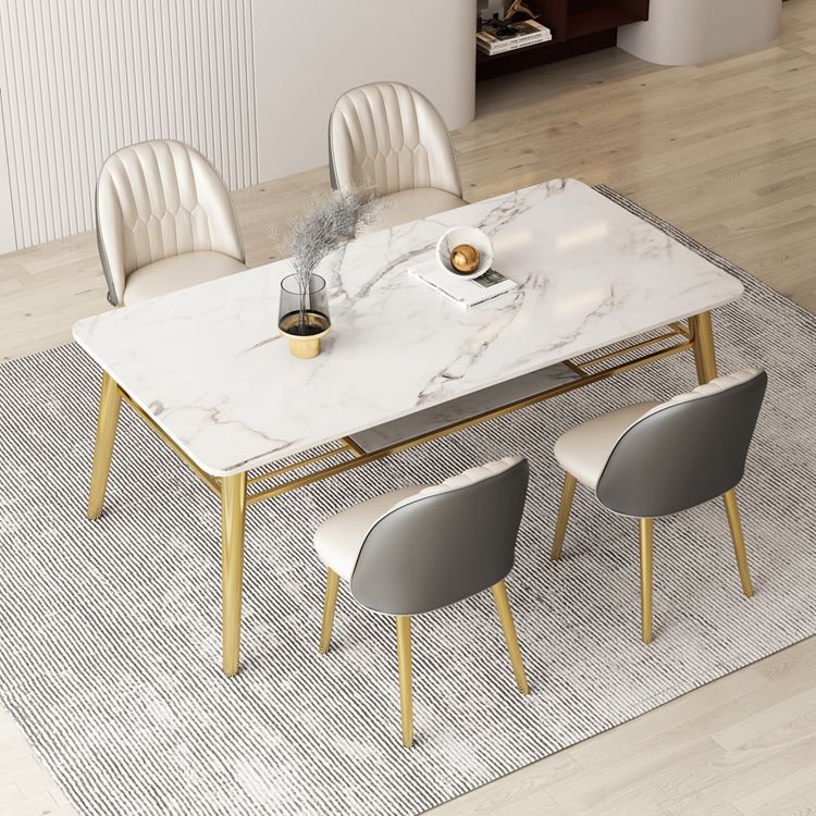 Glam Sintered Stone Kitchen Dining Table Rectangle Shape White Dining Table for Kitchen Clearhalo ' dining_table' 'Dining Tables & Seating' 'Dining Tables' 'furn' 'furn_dining_table' 'Furniture' 'furniture_dining_table' 'Kitchen & Dining Furniture' 'kitchen&dining_furn' 'kitchen' 'kitchen_dining_table' 1200x1200_07e6da24-be9d-4530-a886-bb3f21c17b3e
