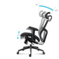 Chaise de bureau rotative en maille avec dossier haut noir, chaise de travail avec roulettes