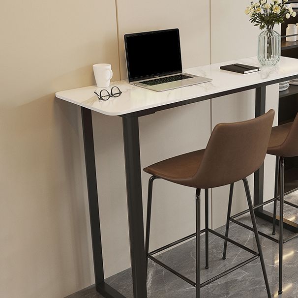 Modern Sintered Stone Top Rectangle Sled Bar Dining Table with Metal Base Clearhalo 'Bar Furniture' 'Bar Tables' 'bar_tables' 'furn' 'furn_bar_tables' 'Furniture' 'Kitchen & Dining Furniture' 1200x1200_07ebead9-b90a-465d-8920-d6808b236ae7