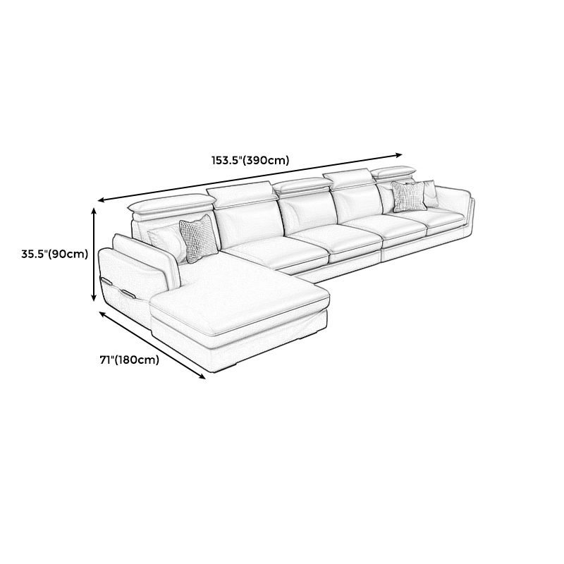 Faux Leather Square Arm Sofa/Sectional with Pillowed Back Cushions, Stain Resistan Clearhalo 'furn' 'furn_sectionals' 'Furniture' 'furniture_sectionals' 'kitchen' 'kitchen_sectionals' 'Living Room Furniture' 'Sectionals' 1200x1200_07ed5f5b-6069-46d8-9f4b-23d04dea4f63