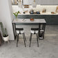 Modern White Marble Table with Rectangle Table Top Double Pedestal Table - 42" H Clearhalo 'Bar Furniture' 'Bar Tables' 'bar_tables' 'furn' 'furn_bar_tables' 'Furniture' 'furniture_bar_tables' 'Kitchen & Dining Furniture' 1200x1200_07edf805-9c25-42b7-8de5-9f117ca41d9f
