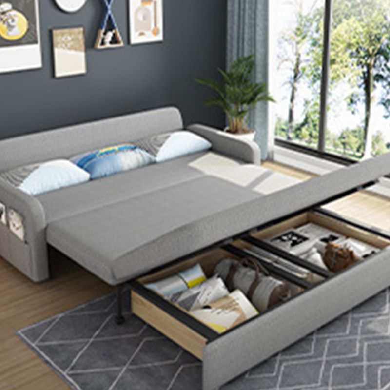 Linen Square Arm Sofa Bed 35.43" Wide Contemporary Convertible Sofa Clearhalo 'furn' 'furn_sofas' 'Furniture' 'Living Room Furniture' 'Sofa' 'sofas' 1200x1200_07ee6a5e-ed50-44ab-9be2-250cda214440