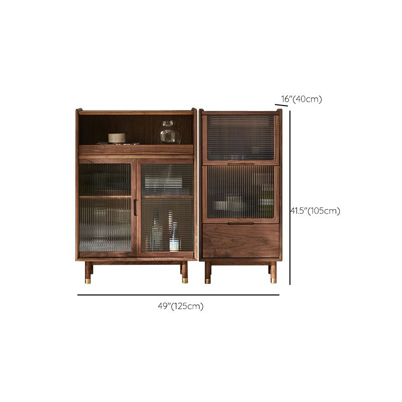 Storage Solid Wood Glass Door Cabinet Mid Century Chest in Walnut Clearhalo 'Cabinets & Chests' 'cabinets_chests' 'furn' 'furn_cabinets_chests' 'Furniture' 'Living Room Furniture' 1200x1200_07eff29f-6d75-4f19-b988-66bfedf04f18