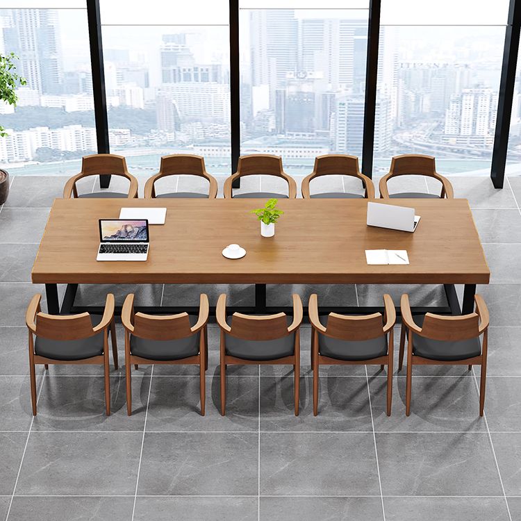 Scrivania rettangolare moderna di pino in legno in legno con cavalletto