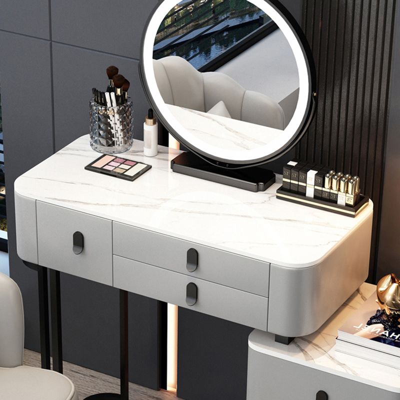 Contemporary Make-up Vanity with 6 Drawers and Stone Top for Bedroom