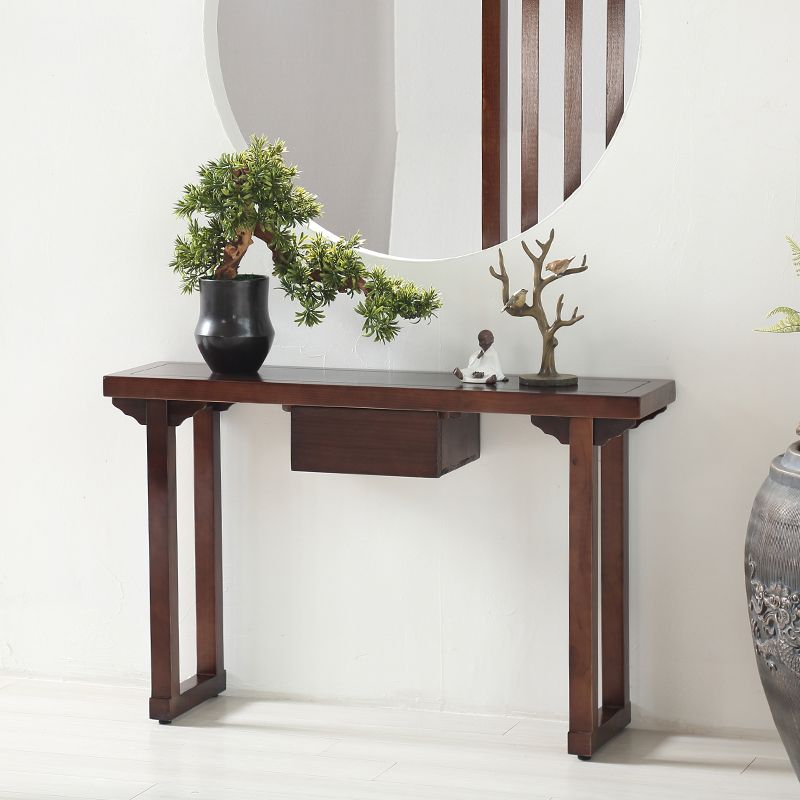 Mid Century Modern Accent Table Rectangle Wood Console Table in Brown
