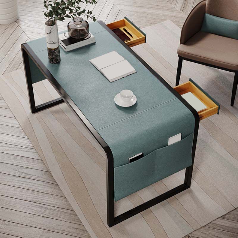 Escritorio de oficina verde glam tipo trineo de trineo escritura de escritura con piernas