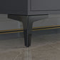Console TV moderna lucida, supporto TV in legno bianco/nero con 2 ripiani