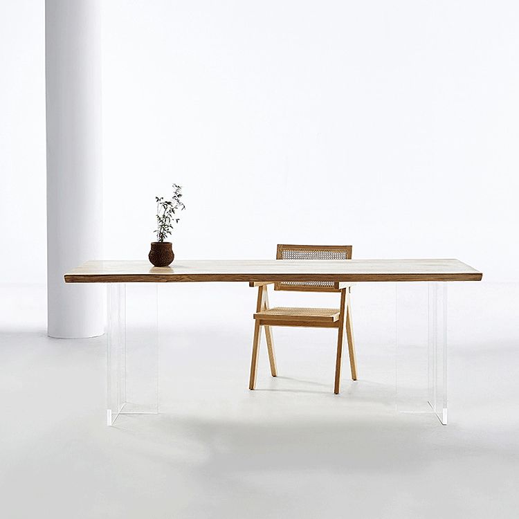 Wood Top Dining Table Modern Rectangle Table with Double Pedestal Base Clearhalo 'Dining Tables & Seating' 'Dining Tables' 'dining_table' 'furn' 'furn_dining_table' 'Furniture' 'furniture_dining_table' 'Kitchen & Dining Furniture' 'kitchen' 'kitchen_dining_table' 1200x1200_07fa7b6d-26fc-4c7f-8526-bfb39ff72217