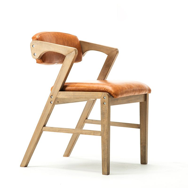 PU Leather Upholstered Dining Armchair Open Back Arm Chair with Wood Legs Clearhalo ' kitchen&dining_furn' 'Dining Chairs' 'Dining Tables & Seating' 'dining_chair' 'furn' 'furn_dining_chair' 'Furniture' 'furniture_dining_chair' 'Kitchen & Dining Furniture' 'kitchen' 1200x1200_07fbb4e2-1bbd-4dbd-bdd5-acda52a226ed