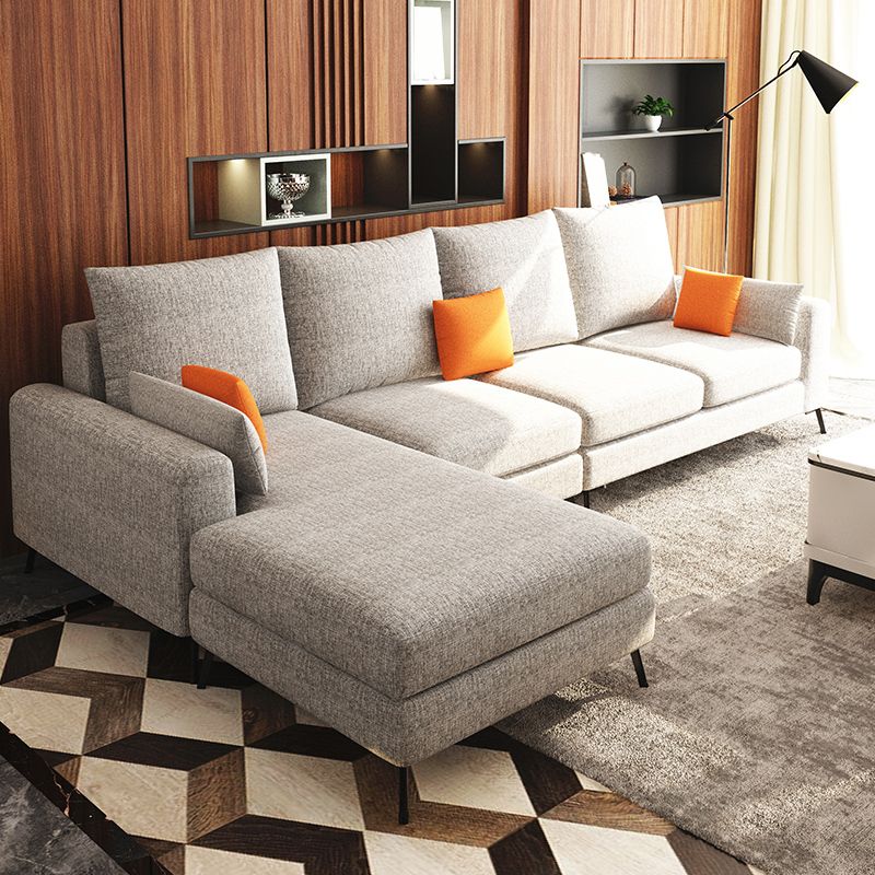 33.46" Tall Modern Linen Sectional/Sofa with Pillowed Back Cushions Clearhalo 'furn' 'furn_sectionals' 'Furniture' 'Living Room Furniture' 'Sectionals' 1200x1200_07fc6e5b-817f-43f4-a3b3-2a6168e4e149