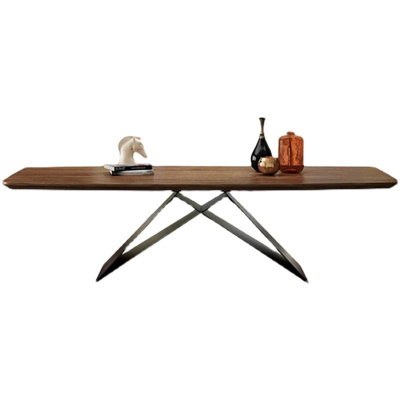 Industrial Solid Wood Table for Restaurant Rectangle Dining Table in Brown with Metal Pedestal Clearhalo ' dining_table' 'Dining Tables & Seating' 'Dining Tables' 'furn' 'furn_dining_table' 'Furniture' 'furniture_dining_table' 'Kitchen & Dining Furniture' 'kitchen&dining_furn' 'kitchen' 'kitchen_dining_table' 1200x1200_07fc9c63-fe2a-4a2e-8b4b-be25f9a3f751