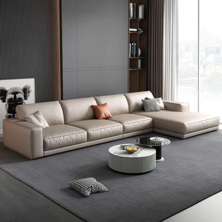 Cushions Faux Leather Square Arm Sofa with Waterproof and Wear-resisting Clearhalo 'furn' 'furn_sectionals' 'Furniture' 'furniture_sectionals' 'kitchen' 'kitchen_sectionals' 'Living Room Furniture' 'Sectionals' 1200x1200_07fcf12e-c21d-49ab-9998-61e4488deee3