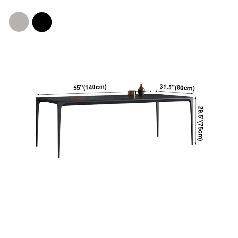 Rectangle Sintered Stone Dining Table Industrial Style 4 Legs Base Table for Home Clearhalo ' dining_table' 'Dining Tables & Seating' 'Dining Tables' 'Furniture' 'furniture_dining_table' 'Kitchen & Dining Furniture' 'kitchen&dining_furn' 'kitchen' 'kitchen_dining_table' 1200x1200_07fd3d3b-f3f6-4c8d-84cb-11233abbda20