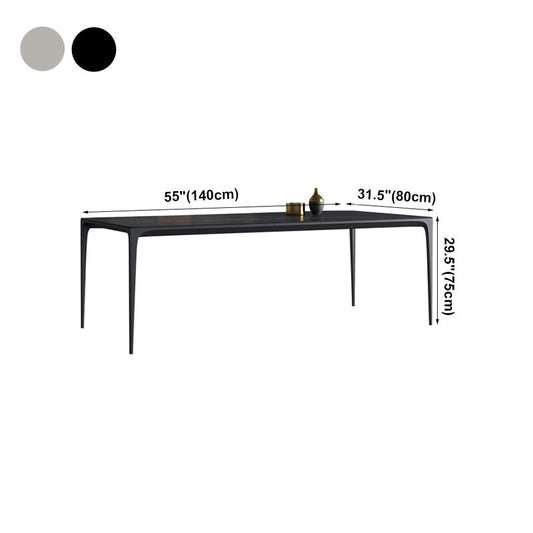 Rectangle Sintered Stone Dining Table Industrial Style 4 Legs Base Table for Home