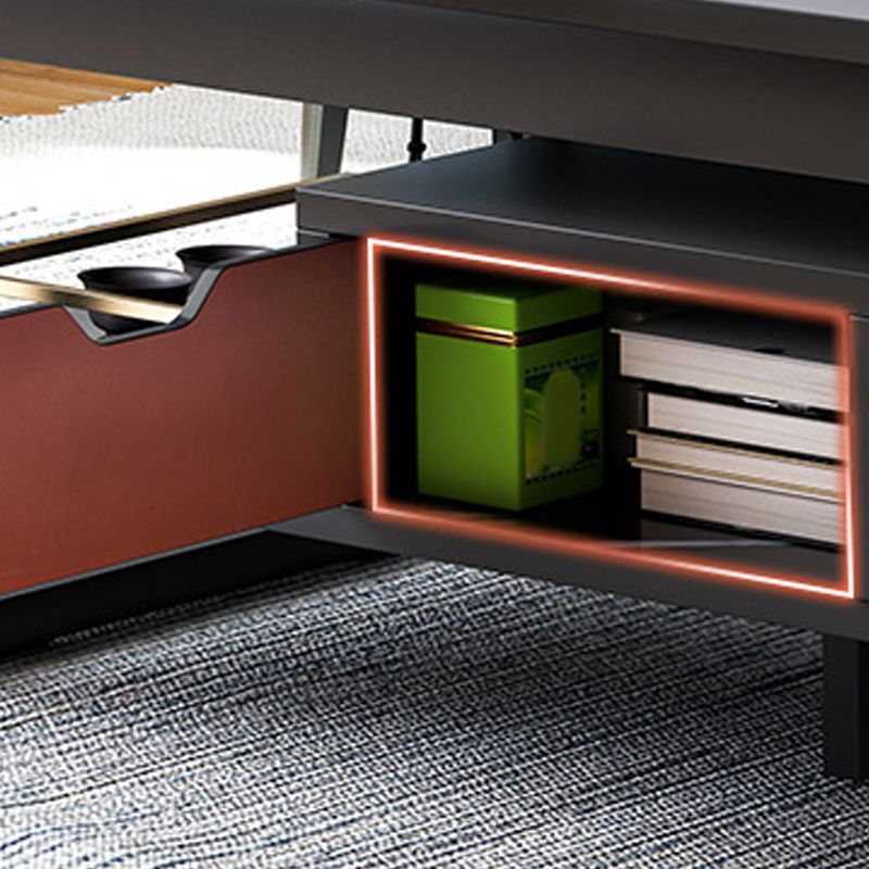 Tavolino rettangolare moderno con doppio piedistallo in legno, 39,4"/47,2"