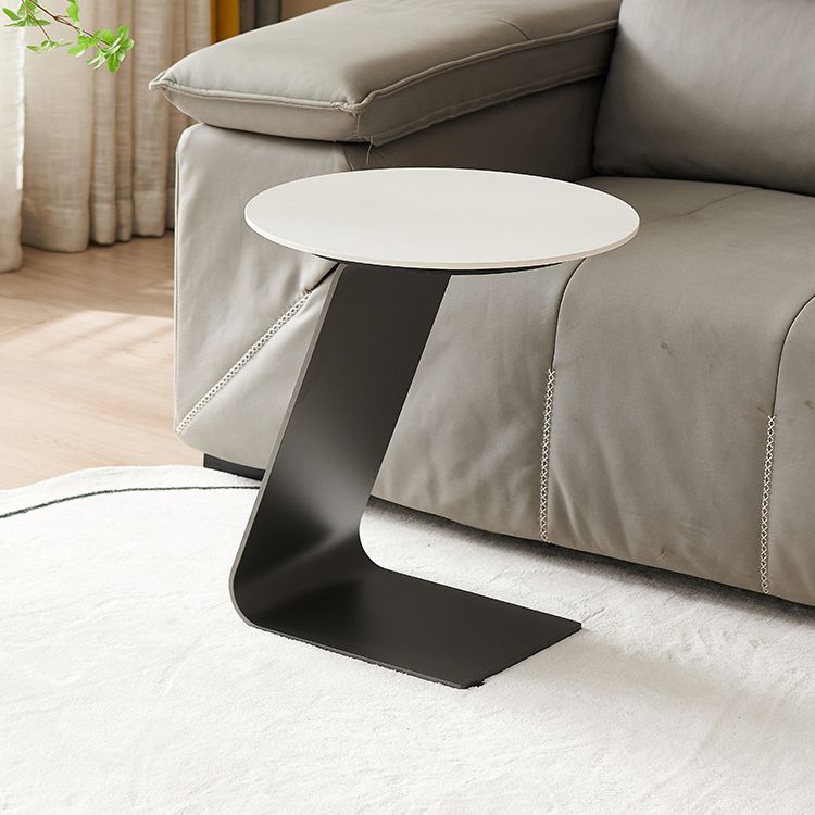 Modern Metal Abstract End Table Round Slate Top Side End Table