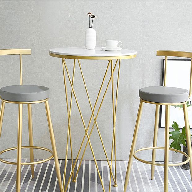 Nordic Style Bar-stool Round Counter Bar Stool with Metal Legs for Home Use Clearhalo 'Bar Furniture' 'Bar Stools' 'bar_stools' 'furn' 'furn_bar_stools' 'Furniture' 'Kitchen & Dining Furniture' 1200x1200_07ff739b-b6e8-4f20-9d46-9ff19d999a99