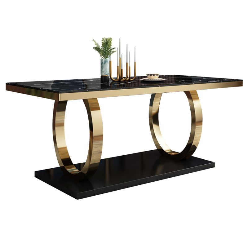 Traditional Luxury Marble Dining Table Rectangle Table with Metal Pedestal Clearhalo ' dining_table' 'Dining Tables & Seating' 'Dining Tables' 'furn' 'furn_dining_table' 'Furniture' 'furniture_dining_table' 'Kitchen & Dining Furniture' 'kitchen&dining_furn' 'kitchen' 'kitchen_dining_table' 1200x1200_0801692b-1379-4151-944c-9adeca47d10d