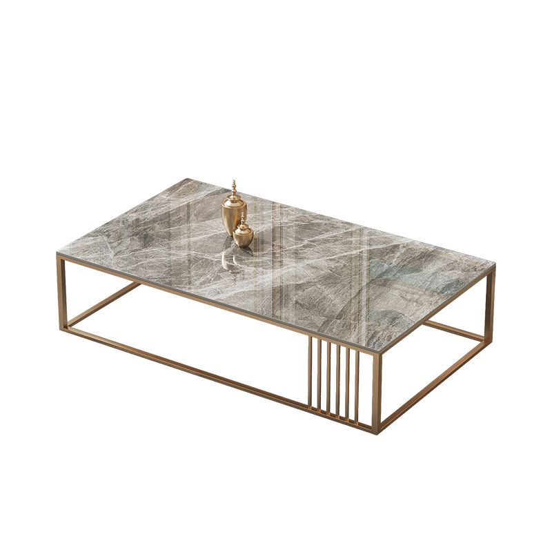 Glam Style Gold Iron Frame Coffee Table Gray Slate Table Top Coffee