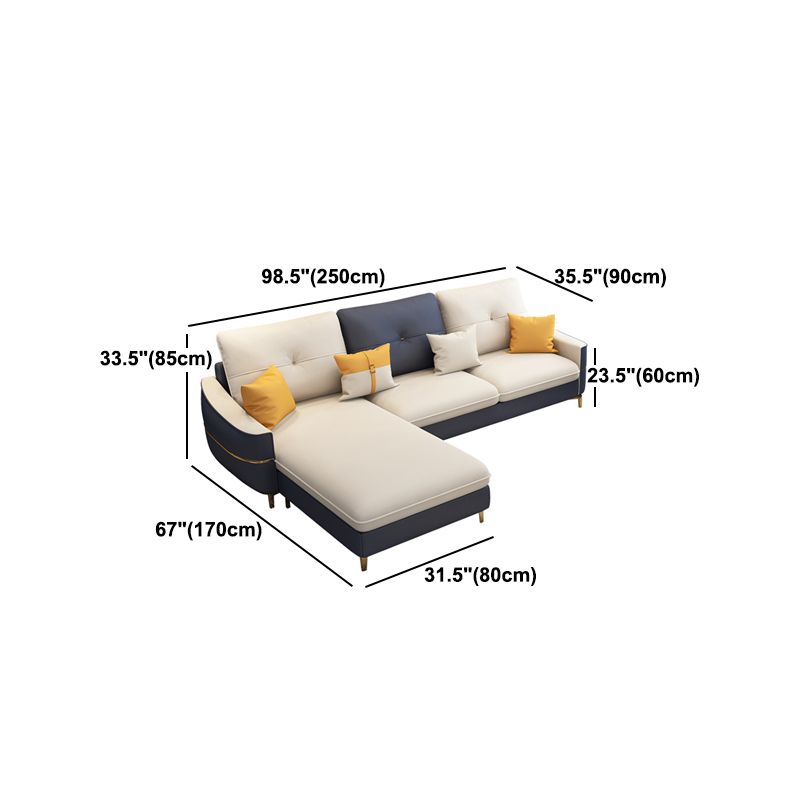 Square Arm Faux Leather Furniture Sectionals in Blue and White Clearhalo 'furn' 'furn_sectionals' 'Furniture' 'Living Room Furniture' 'Sectionals' 1200x1200_080252ee-dc7a-4182-a690-b3a720efbe17