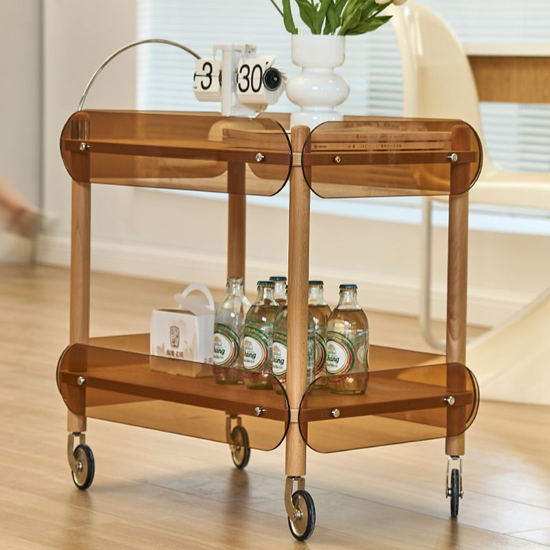 Wooden Side Table Tray Top Side End Table with Wheels in Brone Clearhalo 'Coffee & Accent Tables' 'End & Side Tables' 'end_side_tables' 'furn' 'furn_end_side_tables' 'Furniture' 'Living Room Furniture' 1200x1200_0802618f-9ef7-4dfa-adf3-30c431a71f02
