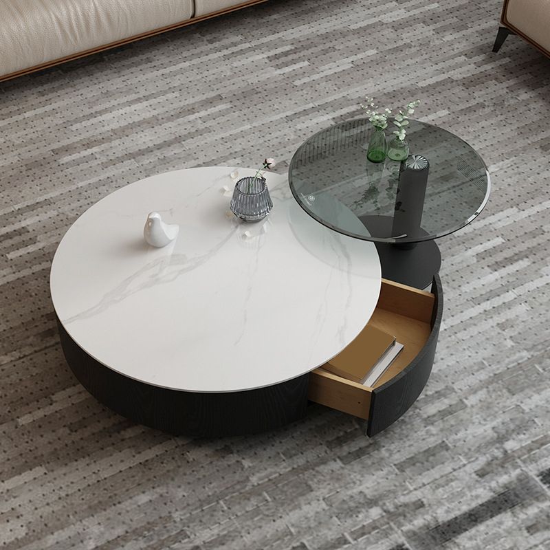 Round Stone Top Coffee Table Mid-Century Modern Cocktail Table Clearhalo 'Coffee & Accent Tables' 'Coffee Tables' 'coffee_tables' 'furn' 'furn_coffee_tables' 'Furniture' 'Living Room Furniture' 1200x1200_0803079c-d9d3-426a-9328-357c6219b268