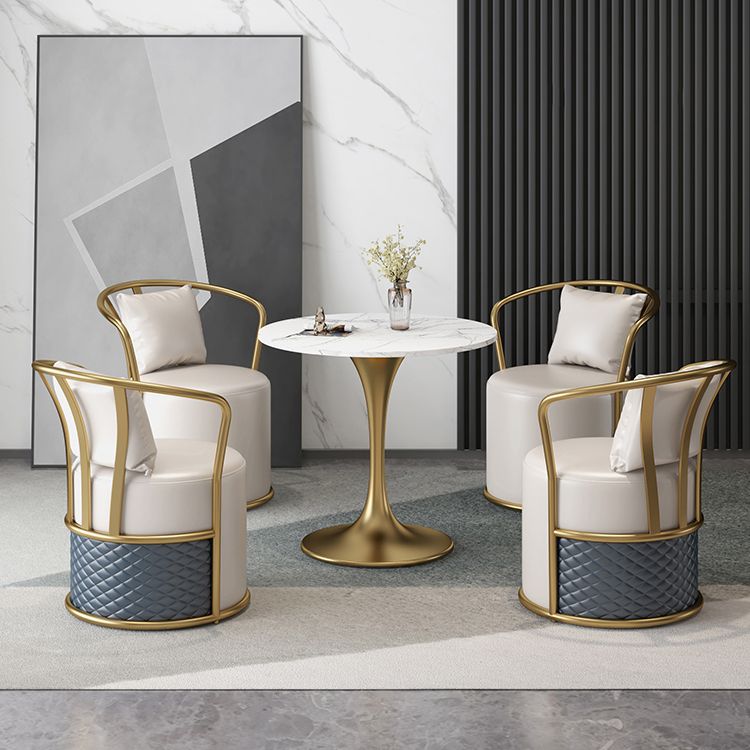 Glam 1/4/5 Pieces Dinette Set with White Sintered Stone Top Round Dining Table Set Clearhalo 'Dining Room Sets' 'Dining Tables & Seating' 'dining_room_set' 'furn' 'furn_dining_room_set' 'Furniture' 'furniture_dining_room_set' 'Kitchen & Dining Furniture' 1200x1200_080530cb-d5d9-4689-85d8-94ee5bb0a0a8