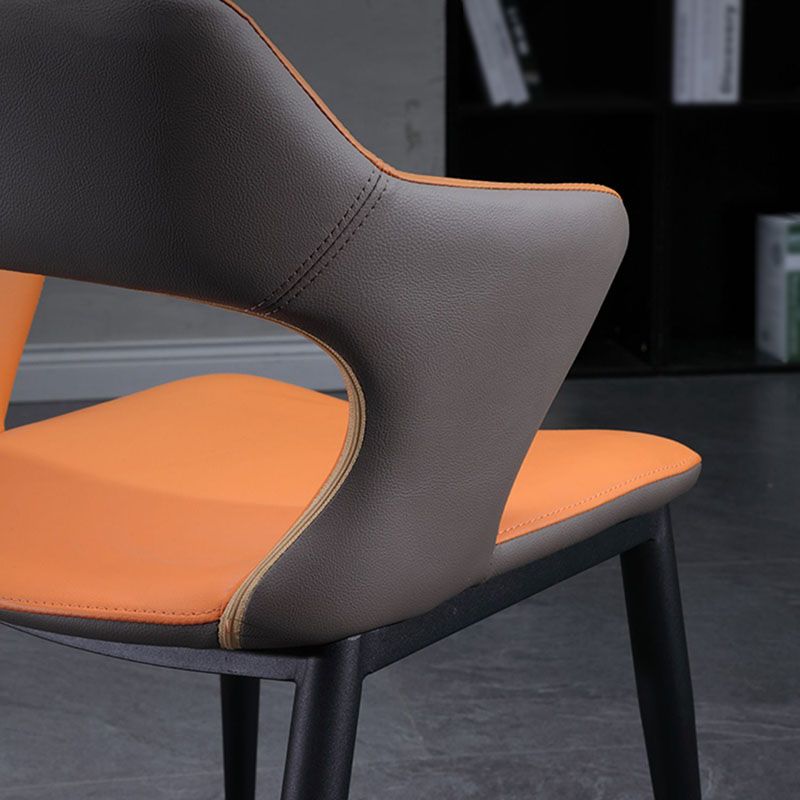 Faux Leather Side Chair Industrial Style Arm Open Back Side Chair