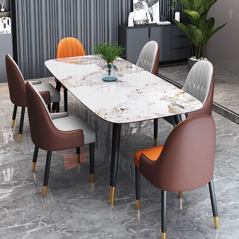 Traditional Luxury Stone Dining Table Rectangle Tripod Base Dining Table
