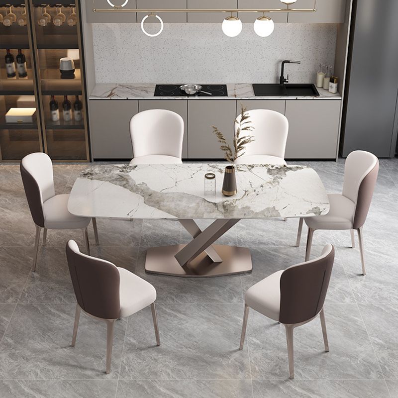 Glam Style Dining Rectangle Table Dining Sintered Stone Table for Home Use Clearhalo 'Dining Tables & Seating' 'Dining Tables' 'dining_table' 'furn' 'furn_dining_table' 'Furniture' 'Kitchen & Dining Furniture' 1200x1200_080cef70-829a-41e5-83f5-9138056c262d