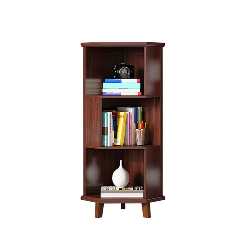 Coffre d'angle en bois marron / blanc, coffre d'accent de 15,75 "de large avec étagères