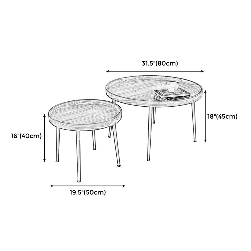 4 Legs Round Tray Top Coffee Table Contemporary Wood Coffee Table Clearhalo 'Coffee & Accent Tables' 'Coffee Tables' 'coffee_tables' 'furn' 'furn_coffee_tables' 'Furniture' 'Living Room Furniture' 1200x1200_080eef56-c88d-42f9-87a2-df589560cf7b