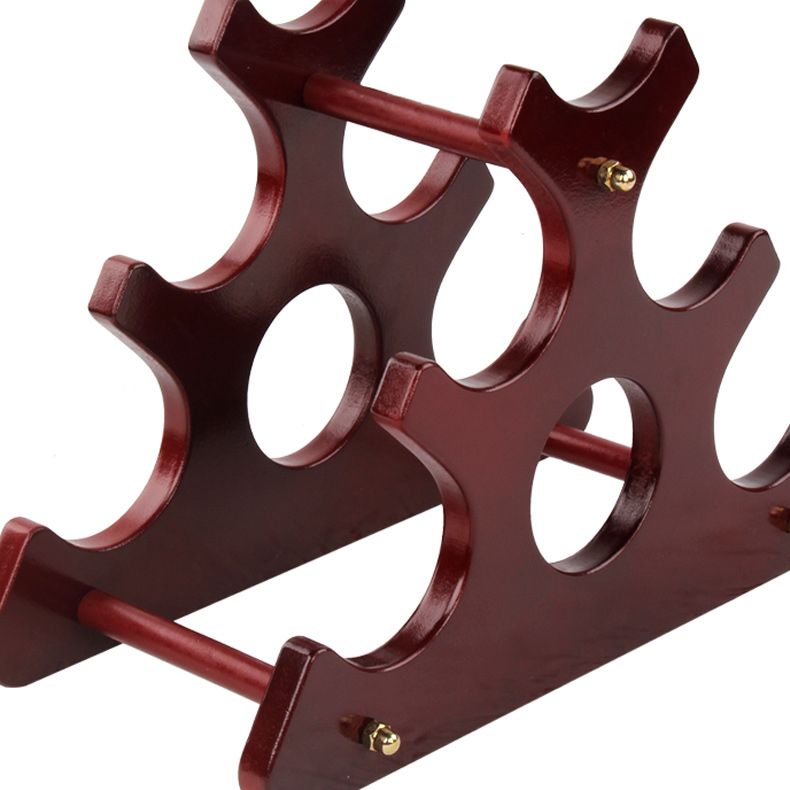 Mid-Century Modern Wine Bottle Rack Tabletop Solid Wood Bottle Holder in Torched Brown